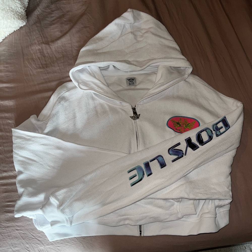 Boys Lie White Hoodie with Silver Charm